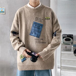！2023秋冬高品质男士圆领毛衣大码潮牌针织衫M215P50控68图片