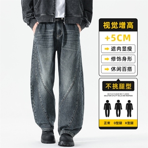美式复古弯刀牛仔裤男款秋季潮牌宽松直筒阔腿休闲长裤Z2568-P50图片