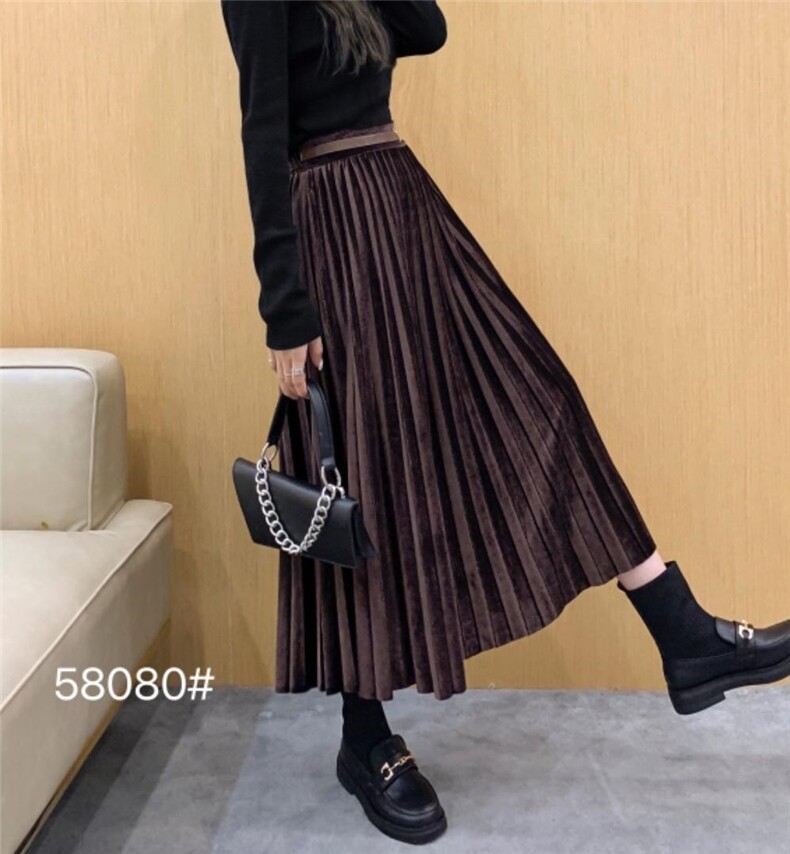 丝绒百褶裙，其它，千百莲