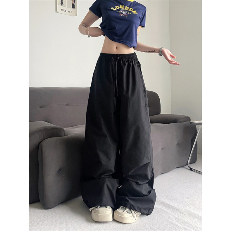 夏季薄款户外防水冲锋裤男女同款美式高街宽松休闲拖地裤,男装休闲裤,星座410-7