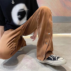 高街美式休闲排扣牛仔裤男拉链开衩设计感宽松拖地裤N0891-P50，男装牛仔裤，星座308B-1