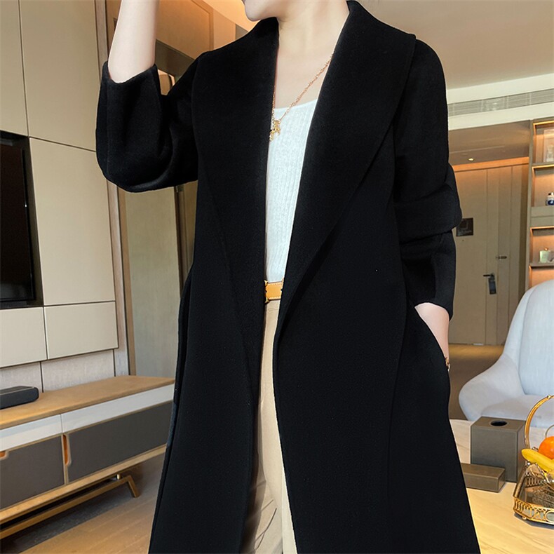 中长款气质大衣2024年秋冬季新款羊毛双面呢大衣，女装双面呢大衣，织美生