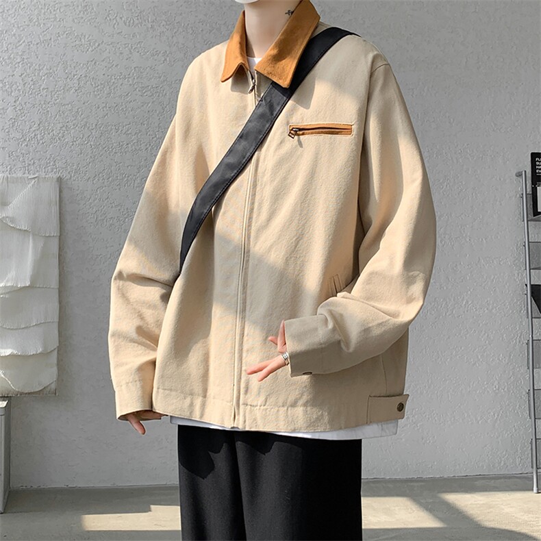 8XL-M水洗做旧帆布短款夹克男款vintage美式复古工装外套JK003P98,男装夹克,电商B312