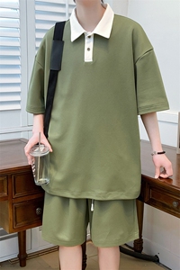 夏上新青少年清新翻领T恤套装运动休闲Polo衫男女 7808-P70控价98图片
