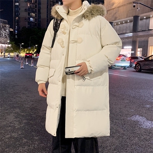 现货 中长款棉衣男冬季加厚棉袄宽松连帽毛领棉服外套M107-P120图片