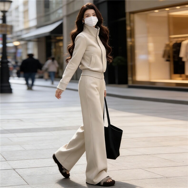 欧货时尚运动套装女春季新款洋气减龄立领拉链开衫卫衣卫裤两件套,女装套装/套裙,江南