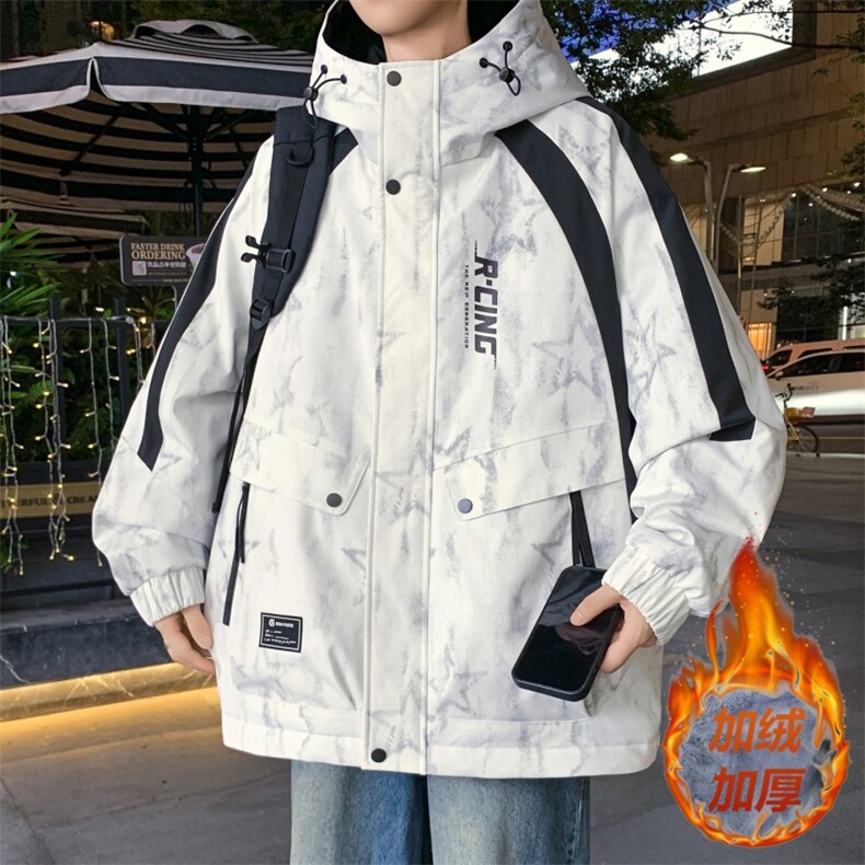 男士外套2025新款春秋季加绒学生夹克港风工装冲锋衣服YC6169,男装夹克,星座1206（原A206）