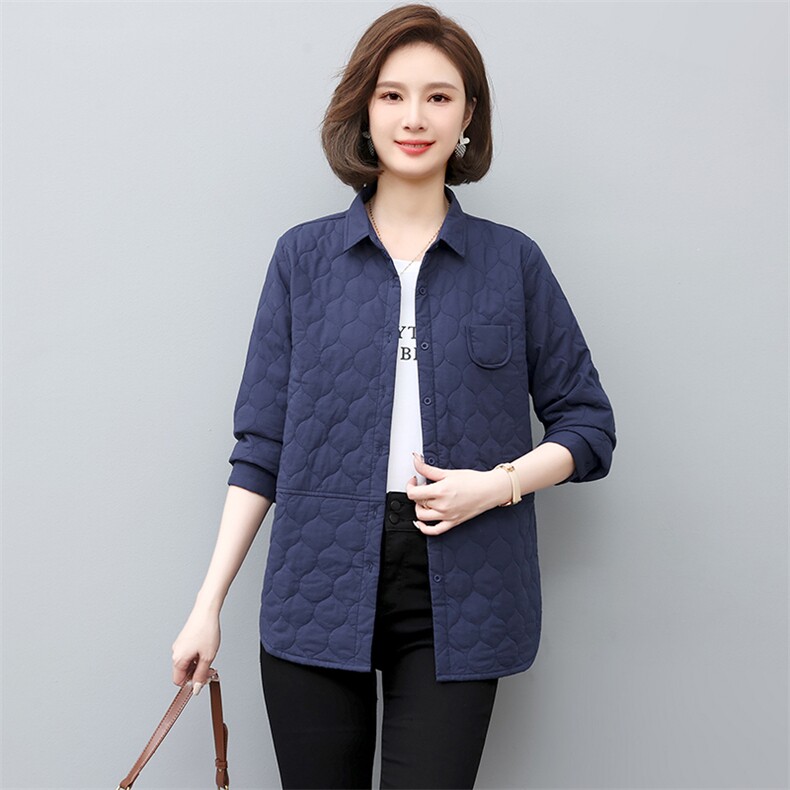 薄款棉衣女2022新款秋冬棉服妈妈薄款冬季棉袄韩系夹棉衬衫,女装棉衣/棉服,忆绮罗