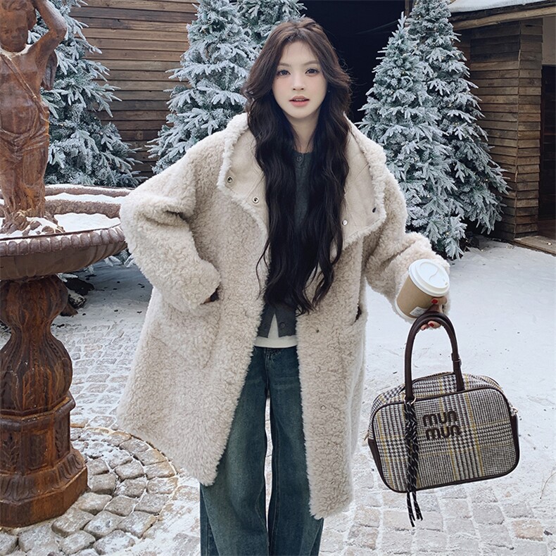 新品连帽羊羔毛外套浙宝208-8058-P185K278，女装羊羔毛/颗粒绒，浙宝208