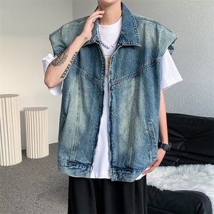美式复古牛仔马甲男夏季设计感小众高街 G602 P63图片