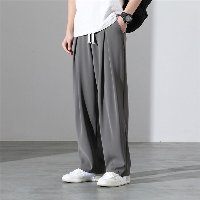 抖音得物春秋宽松休闲裤阔腿男拖地裤垂感小西裤K2661-特P35，男装西裤，电商A099