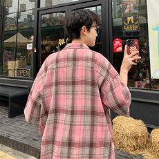 短袖衬衫男夏季新款磨毛格子衬衣DX716-特批26无差价，男装T恤，星座214-3