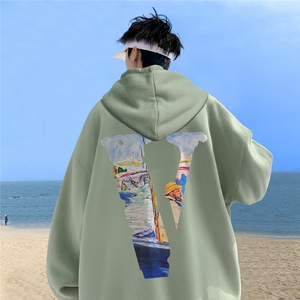秋季宽松大码港风油画v印花连帽卫衣LW116-特p35 （抖音不可售）图片