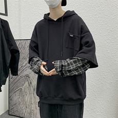 秋季新款港风ins假两件卫衣休闲套头连帽百搭简约上衣W1816-P38，男装卫衣，星座512-4