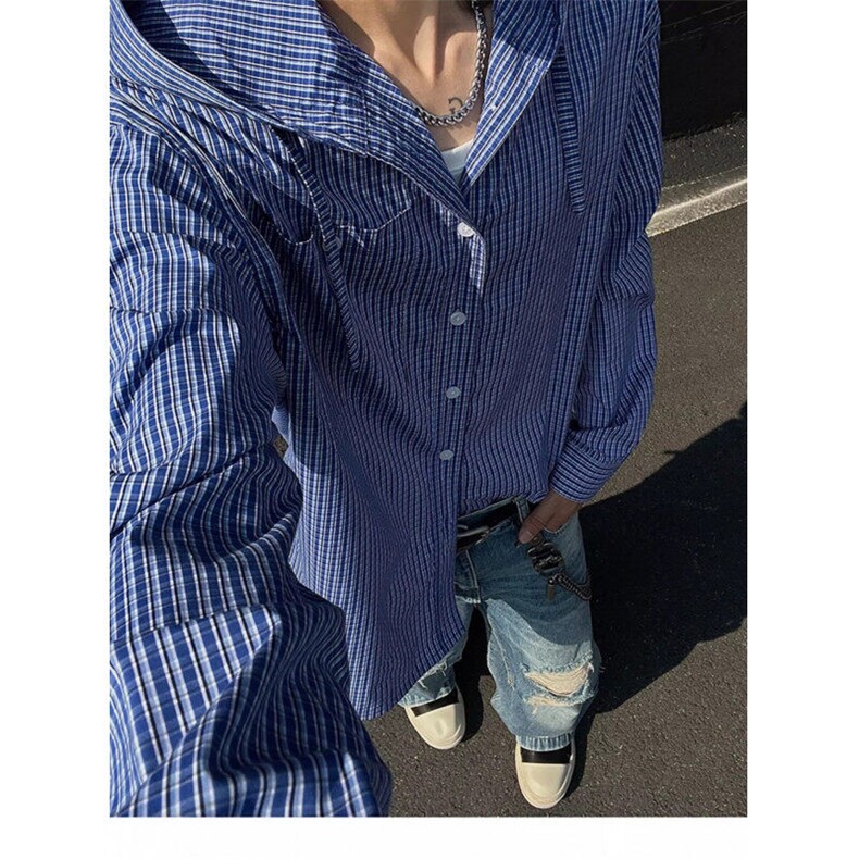 蓝色格子长袖防晒衣男夏季连帽格纹轻薄衬衫户外运动防紫外线衣服图片