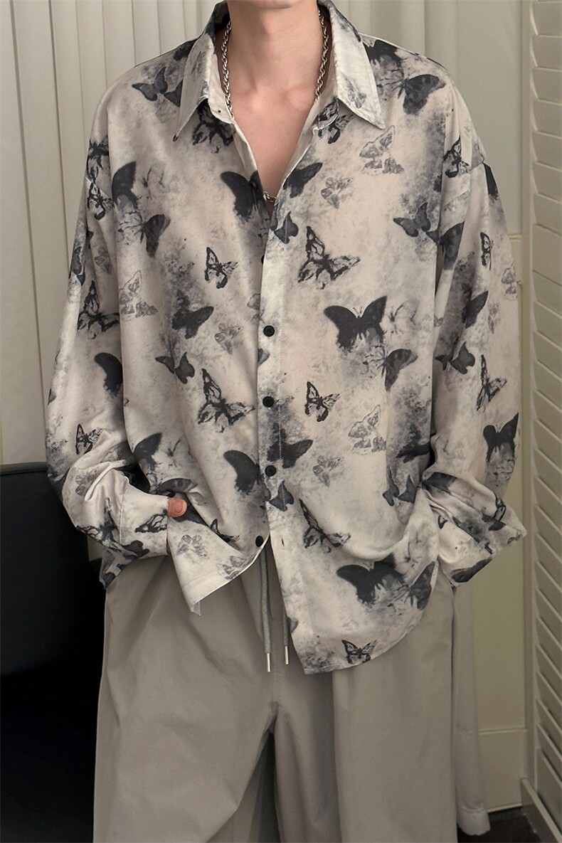 夏季现货印花短袖衬衣男潮牌冰丝花衬衫A351-AC25603-p55控89,男装T恤,电商A351