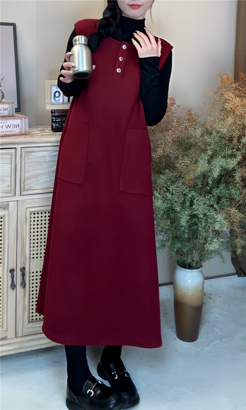 2025新款春秋穿搭简约圆领无袖打底衫设计感连衣裙单件,女装连衣裙,亿东羊绒