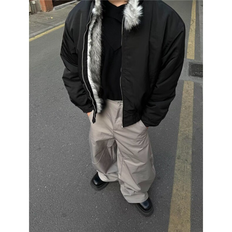 羊羔绒毛棉袄男士冬季2025新款加厚加绒连帽棉衣冬装情侣棉服外套,男装棉衣,四季星座505