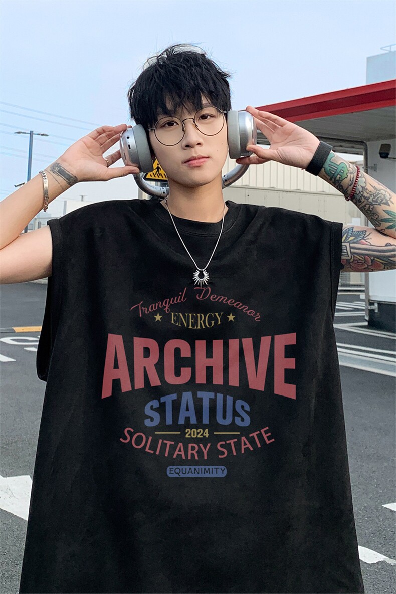 ！2024夏季新款男士麂皮绒无袖T恤百搭情侣背心TLBX25P18,男装背心/马甲,电商B220