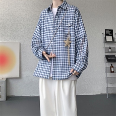 （带配件）CS1158-特批45控88秋季新款男女格子短袖大码男衬衫，男装T恤，电商A059