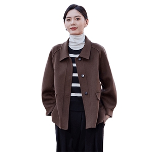 2024秋冬新款宽松显瘦赫本风毛呢外套女短装图片