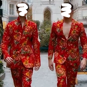 RS1网红同款高质量大码单上衣西装西服婚庆表演出团队服新中式潮图片