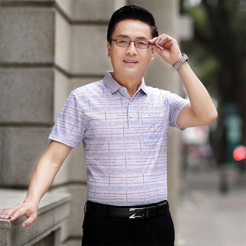 爸爸秋装上衣t恤短袖中年男士春季打底衫薄款中老年人爷爷春秋款,男装T恤,电商B212（原钱塘6029）