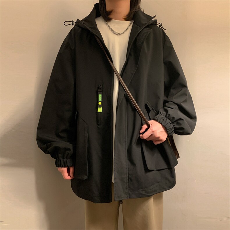 新款连帽冲锋衣夹克男港风潮流宽松休闲外套JK2306-P68,男装夹克,星座717
