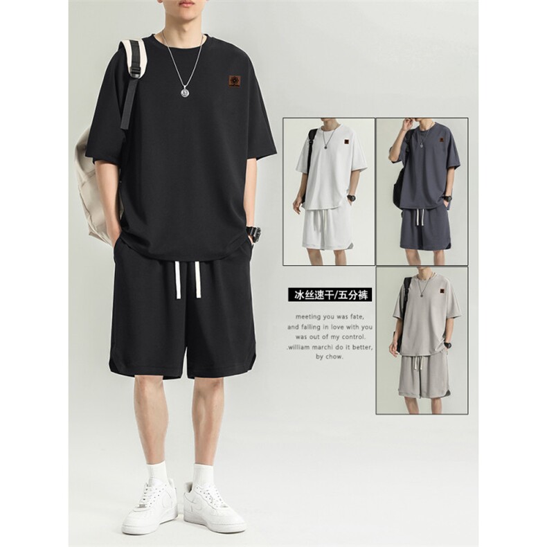 冰丝t恤男士夏季薄款速干潮牌运动套装篮球衣服TZ15-特批-68图片