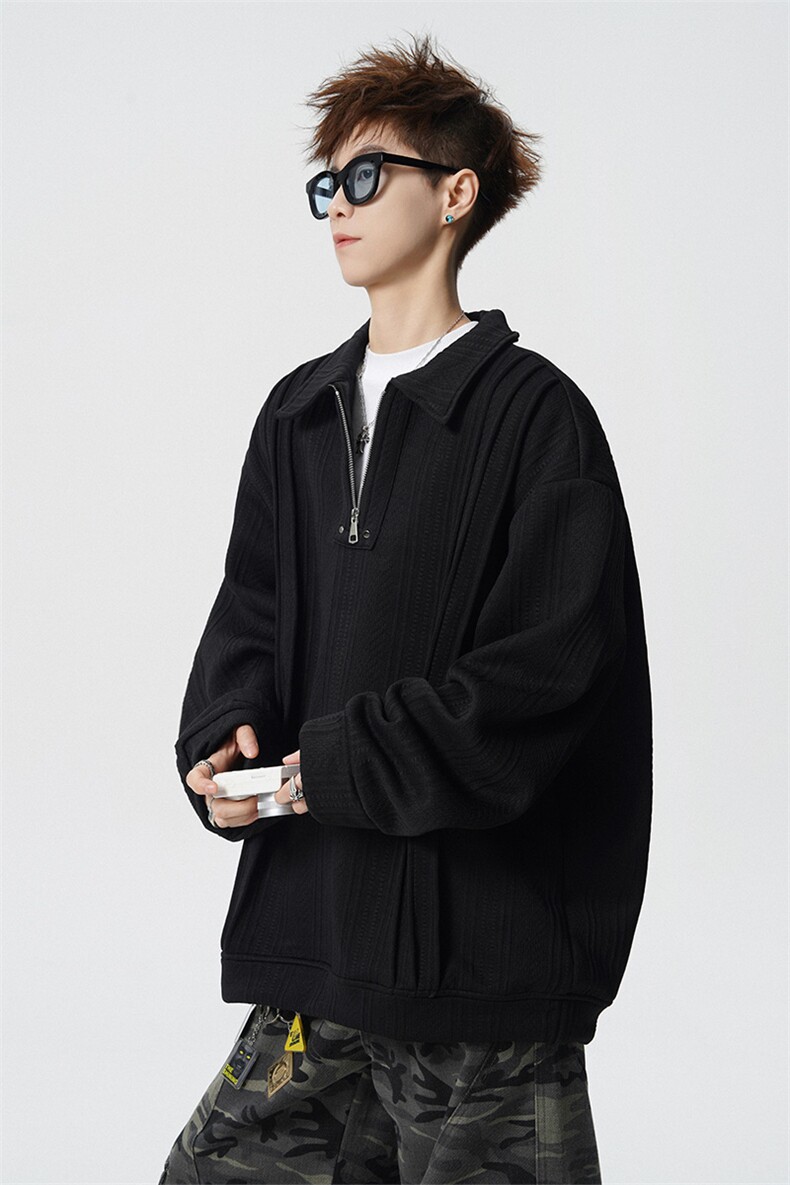 现货WY10167-特P45控88新款高品质大码百搭宽松半拉链卫衣男,男装卫衣,电商A059