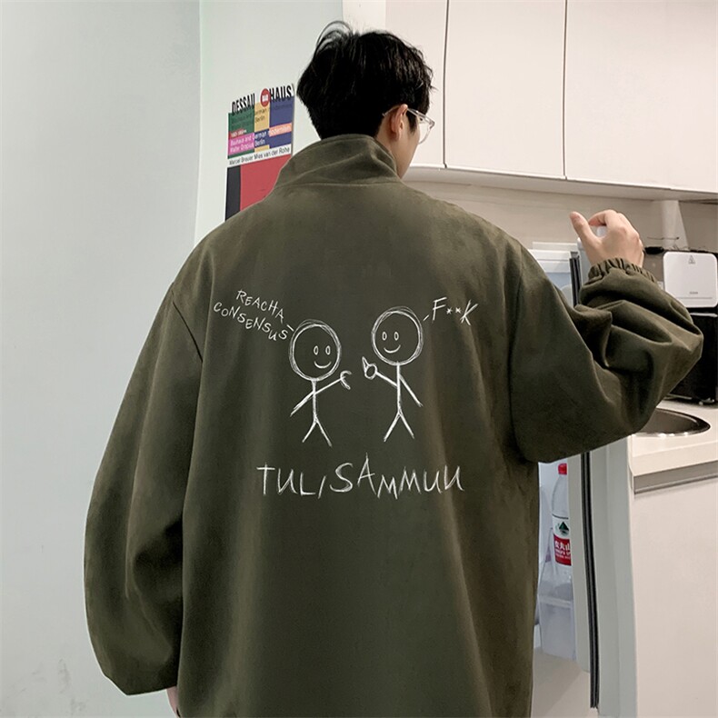 麂皮绒夹克男大码立领褂子外套JK85302-P68加绒款-P78,男装夹克,电商A040