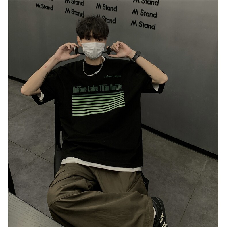 1港风条纹印花设计潮大码M-5XL短袖T恤男DT77773P18块特价控38,男装T恤,星座226-2