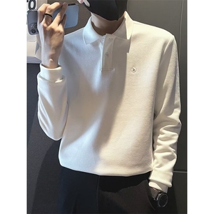 翻领Polo衫外套男潮高级感卫衣秋季穿搭长袖上衣重磅t恤休闲男装