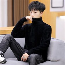 Y8168冬季仿貂毛毛衣男士貂绒新款韩版潮流打底针织衫，男装针织衫/毛衣，电商D310（原电商305）