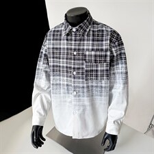 春季新款渐变晕染流动感格纹衬衫C0559-P58，男装衬衫，星座308B-2