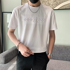 轻奢小熊图立体压印T恤男夏季丝光罗马针织透气短袖衫T564，男装T恤，星座1116A-2（原606A-1）