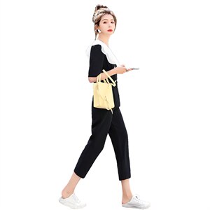 时尚显瘦气质连体裤女夏季新款高腰修身长裤韩版百搭休闲套装图片