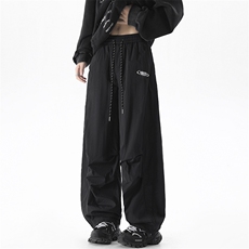 美式褶皱加绒伞兵弯刀宽松直筒运动休闲裤XZ225-3-CK11-P68控89，男装休闲裤，星座225-3