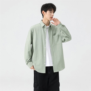 秋季纯色长袖衬衣男宽松落肩质感衬衫外套DSA157B-CS4222-特P40图片