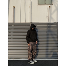 2024/豹纹裤休闲直筒阔腿宽松弯刀高街裤1005-3-SGA862-P55控78，男装休闲裤，星座1005-3