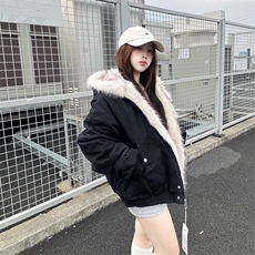 现货高品质美式高街冬季重磅硬挺短款座山雕毛领棉衣男女加厚外套，男装棉衣，电商A486