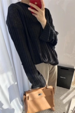 宽松慵懒薄款罩衫防晒薄款套头衫2025年春季长袖，女装针织衫/毛衣，缘满羊绒