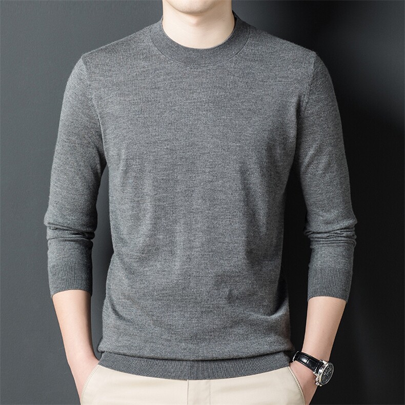 BB9X57钱塘2020-2秋冬简约休闲长袖圆领毛衣纯色羊绒针织衫P610，男装针织衫/毛衣，钱塘207-2