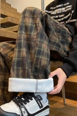 现货美式复古格子休闲长裤撞色直筒裤ZK7977-特批35加绒特p45，男装卫衣，电商A059