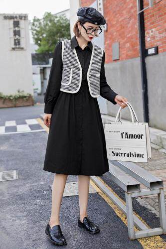 现货秋季新款连衣裙两件套，女装连衣裙，依美依缘