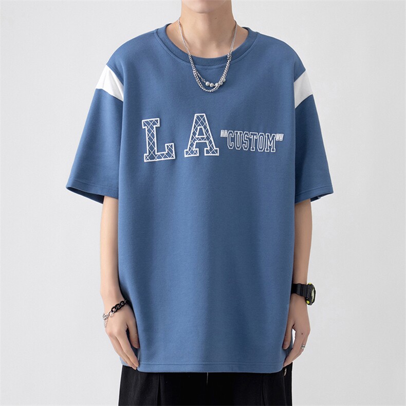 新款夏季设计潮流男装时尚百搭圆领男士字母印花T恤ZDY3408-P48图片