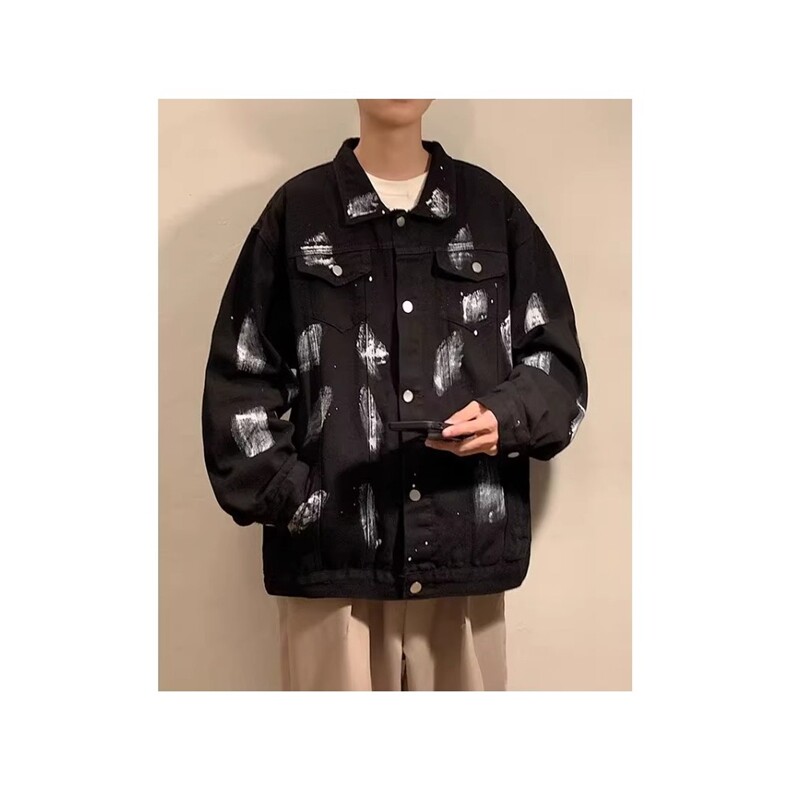 美式水洗牛仔外套男秋高街复古做旧工装夹克潮牌百搭情侣休闲上衣,男装工装外套,星座506A