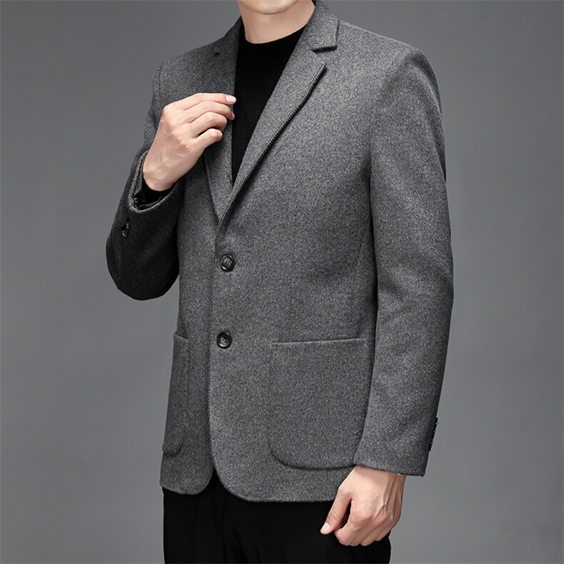 CK9106钱塘2020-2中年男士商务休闲冬季厚款百搭简约毛呢西服P132,男装毛呢大衣,钱塘207-2