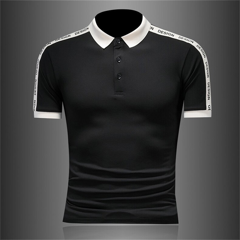 2025夏季织带设计翻领T恤时尚Polo衫T0275-P48，男装Polo衫，电商D342