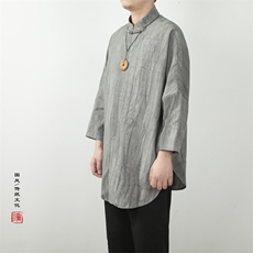 风男装立领廓形新中式男士衬衫C208P85，男装衬衫，钱塘802